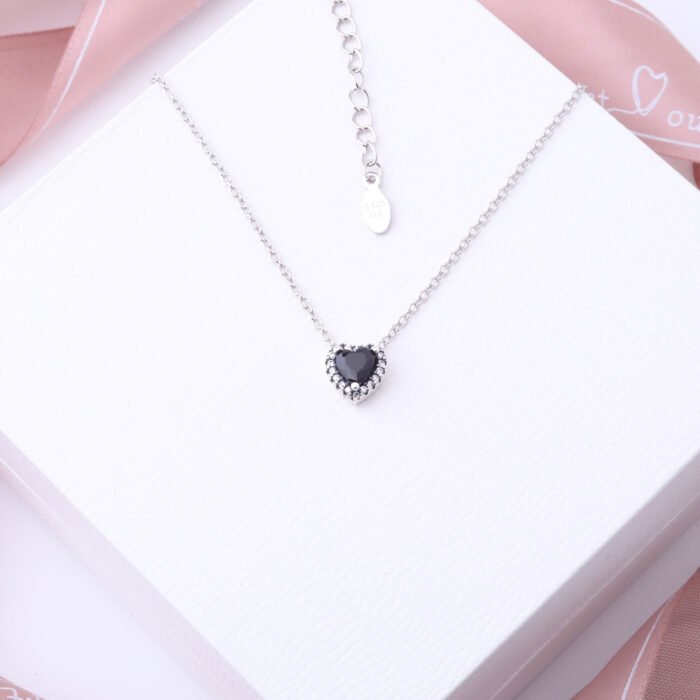 ⁦سلسله بنادورا قلب اسود- Pandora necklace heart⁩ - الصورة ⁦2⁩