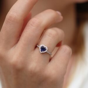 خاتم البنادورة فص أزرق – Pandora ring blue heart - الصورة 2