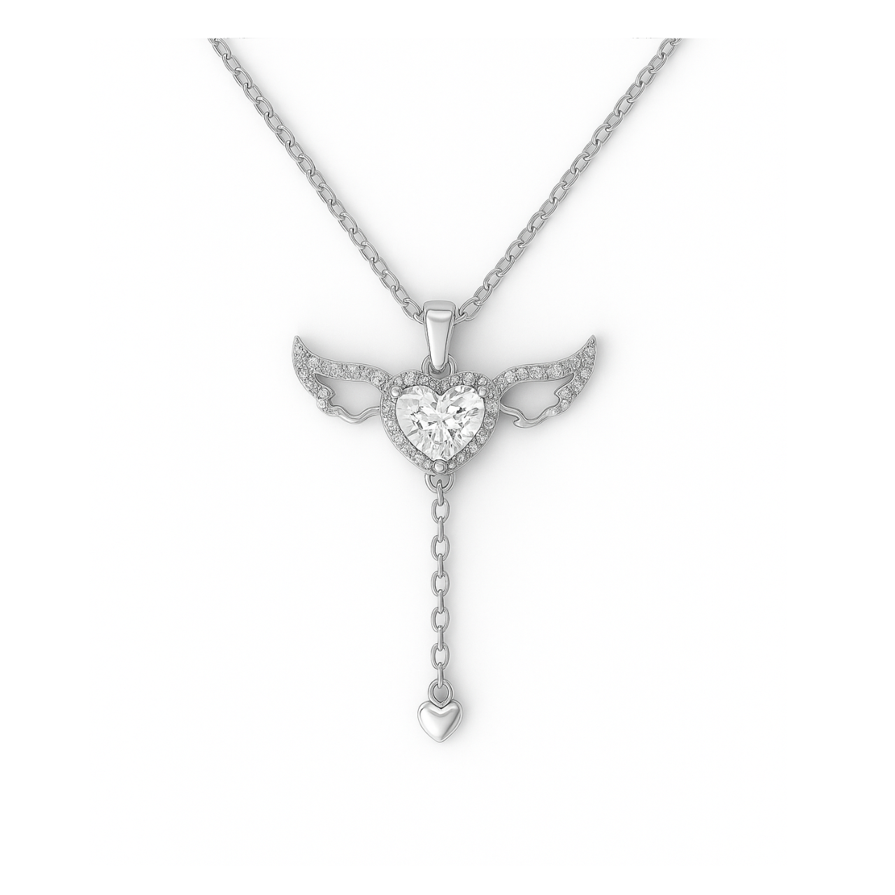 سلسله القلب المجنح الأبيض – Winged heart necklace