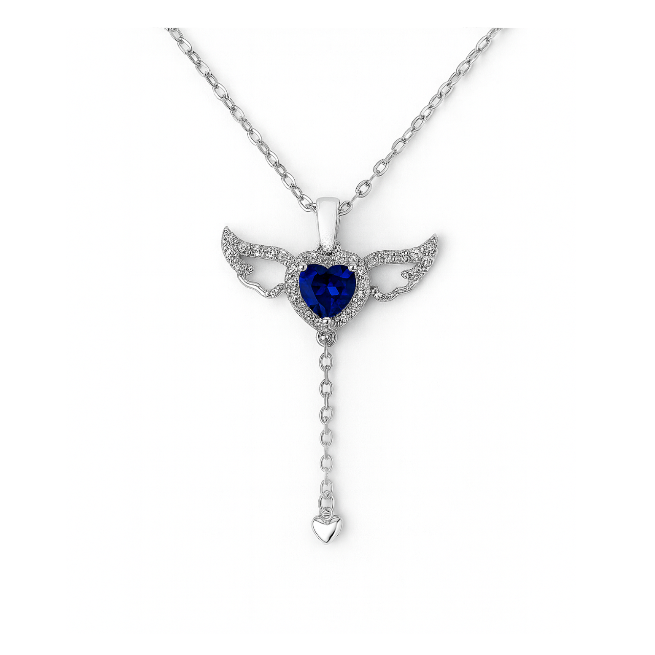 سلسله القلب المجنح الازرق- Winged heart necklace