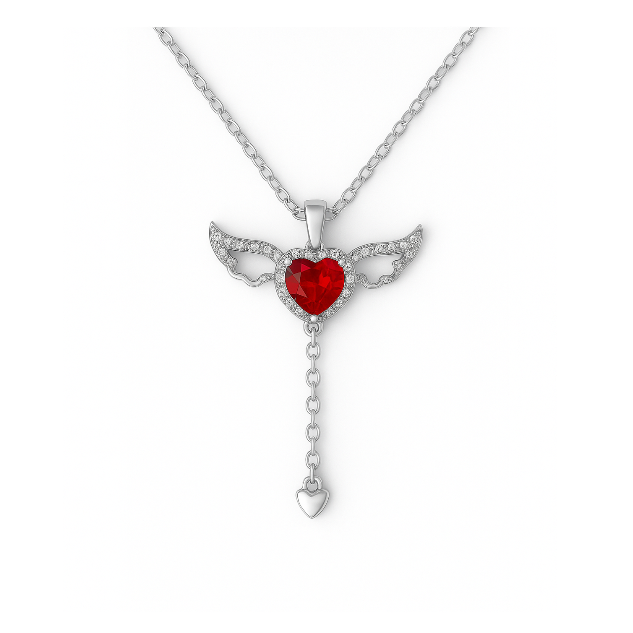 سلسله القلب المجنح الأحمر – Winged heart necklace