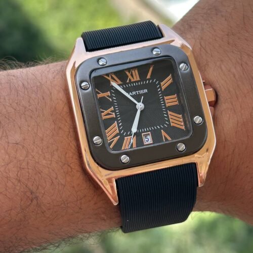 ساعه كارتير اسود*نحاسي*فريم اسود