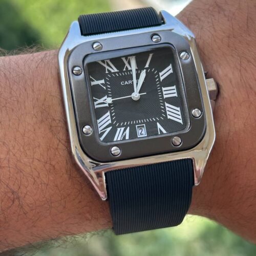 ساعه كارتير اسود*سيلفر*فريم اسود