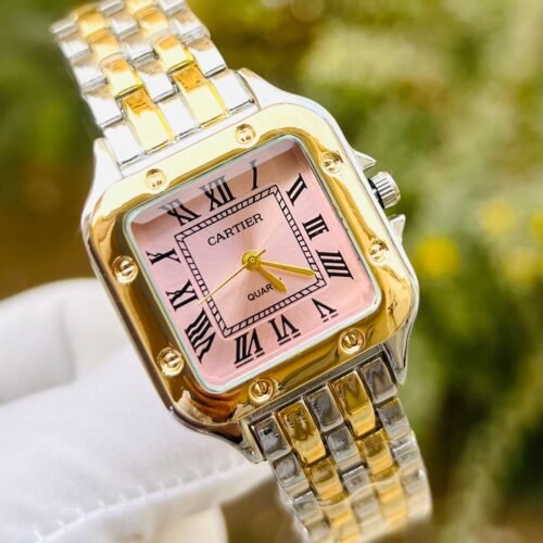 كارتير القرص البينك – سوار فضي ذهبي