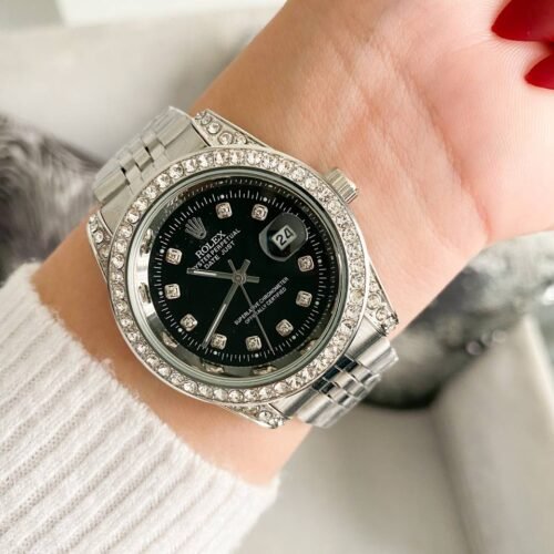 ساعة روليكس سيلفر*مينا اسود (فصوص)