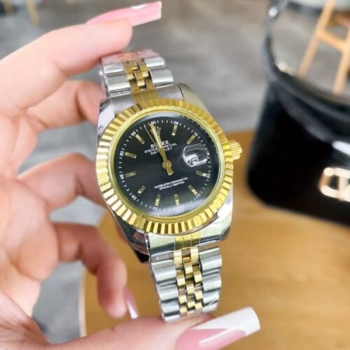 ساعة روليكس فضي*مينا اسود