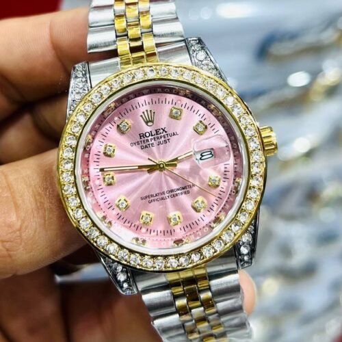 ساعة روليكس فضي*مينا بينك (فصوص)