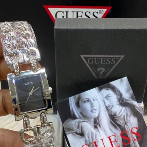 ساعةGUESS حريمي سيلفر*مينا أسود