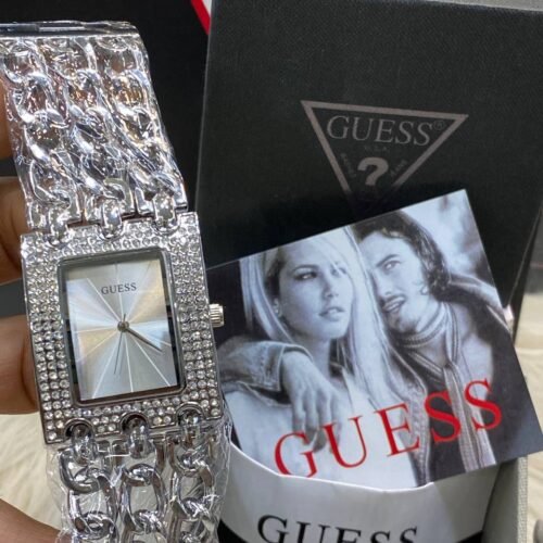 ساعةGUESS حريمي  سيلفر*مينا فضي(فصوص)