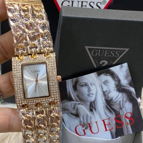 ساعةGUESS حريمي  جولد*مينا فضي (فصوص)
