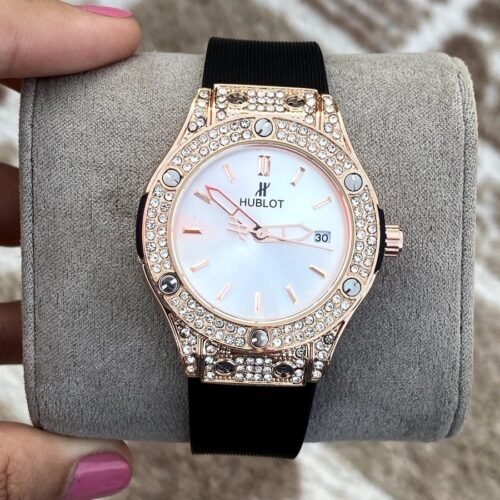 ساعة هوبلت-Hublot حريمي -اسود(جولد) ابيض