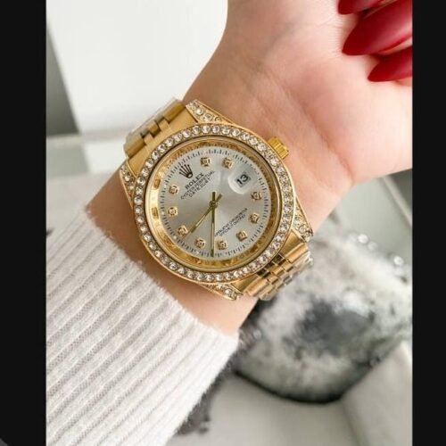 ساعة روليكس دهبي*ابيض (فصوص)