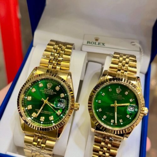ساعات رولكس رجالي وحريمي – جولد *اخضر شيك
