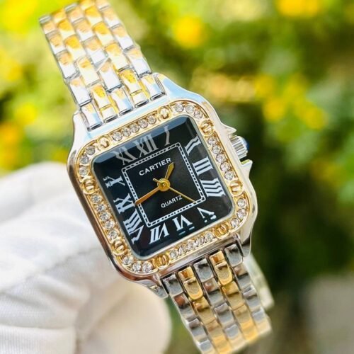 كارتير القرص الأسود – سوار فضي ذهبي (فصوص)