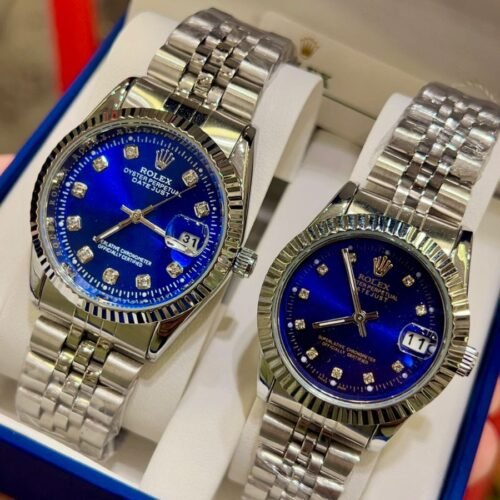 ساعات رولكس رجالي وحريمي – سيلفر  × أزرق شيك