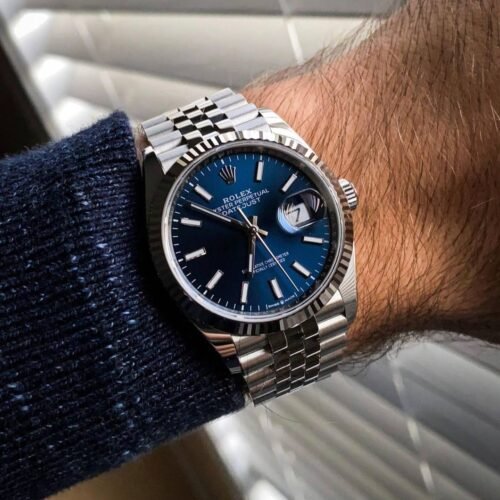 ساعه رولكس رجالي – سيلفر×ازرق