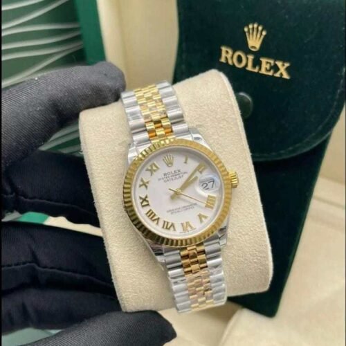 ساعة روليكس سيلفر*مينا ابيض ( لاتيني)