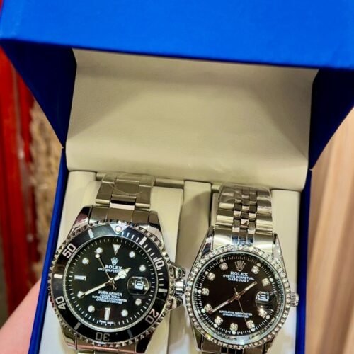 ساعات رولكس رجالي وحريمي – اسود×سيلفر  شيك