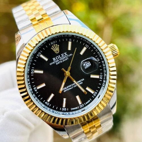 ساعه رولكس رجالي – سيلفر× جولد (أسود )