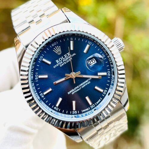 ساعه رولكس رجالي – سيلفر× أزرق